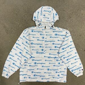 Champion Logo Print Half Zip Windbreaker Jacket size Large
